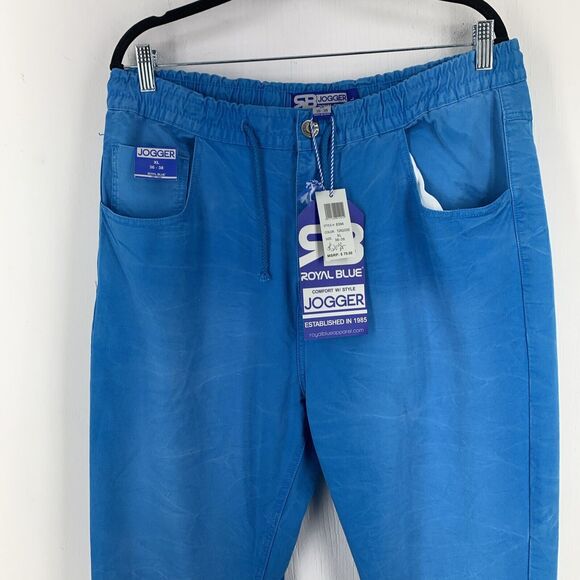 RB Royal Blue Joggers Mens XL Y2K Retro Hip Hop Skate Drawstring Pull on NEW - Picture 4 of 12